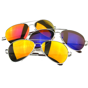 Retro Revo Tinted Color Mirror Lens Metal Aviator Sunglasses 1485 [3 Pack]