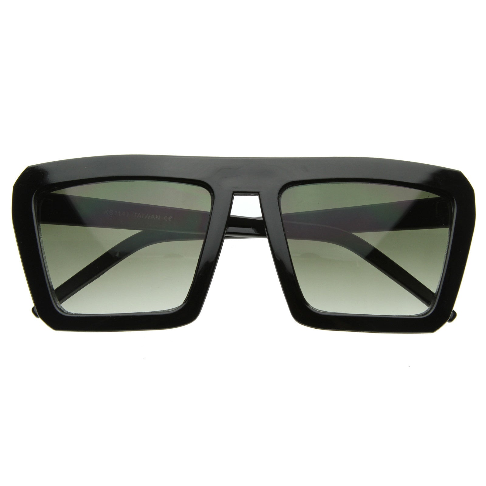 Unisex Flat Top Square Sunglasses Black