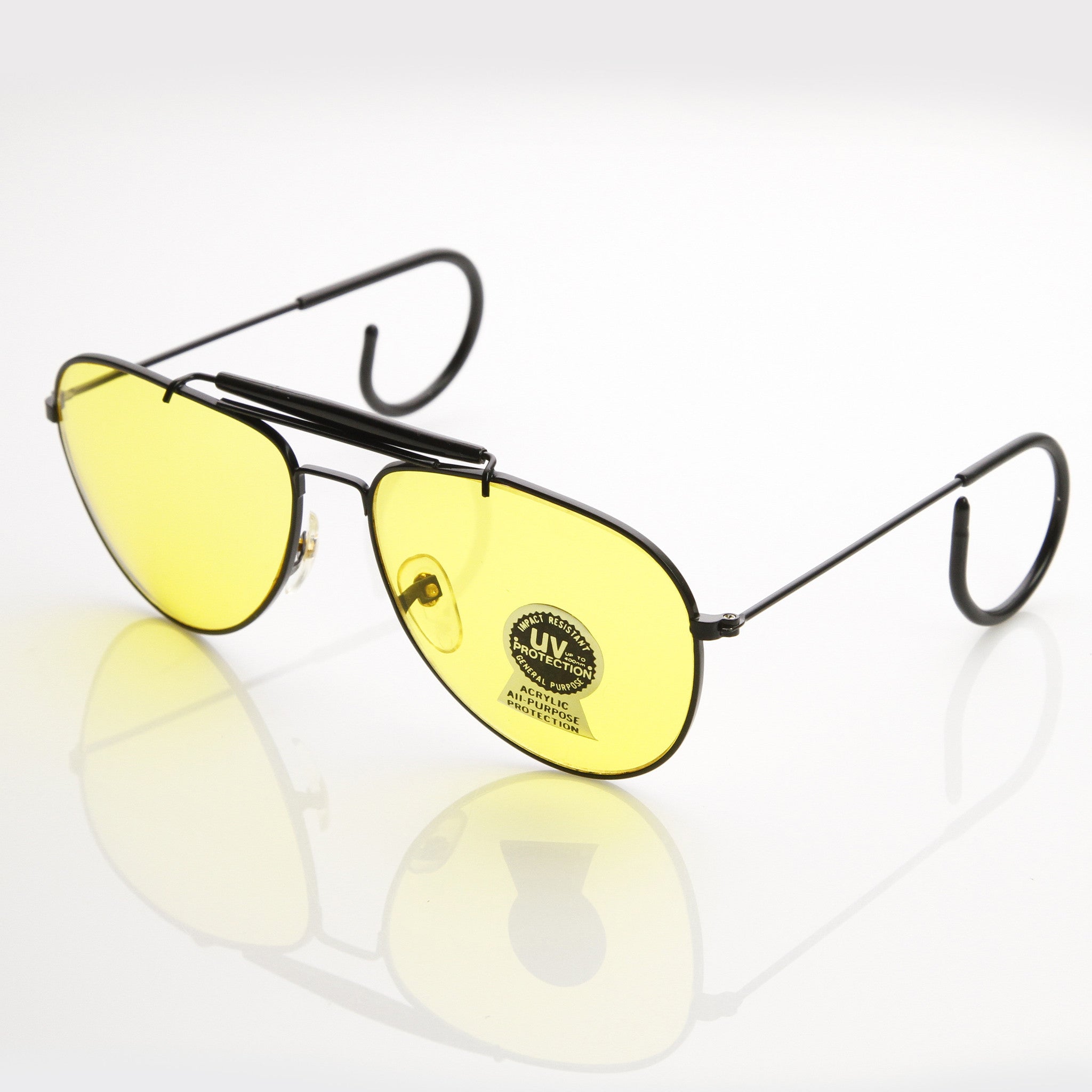 Vintage Aviator Sunglasses With Yellow Driving Lens 7206