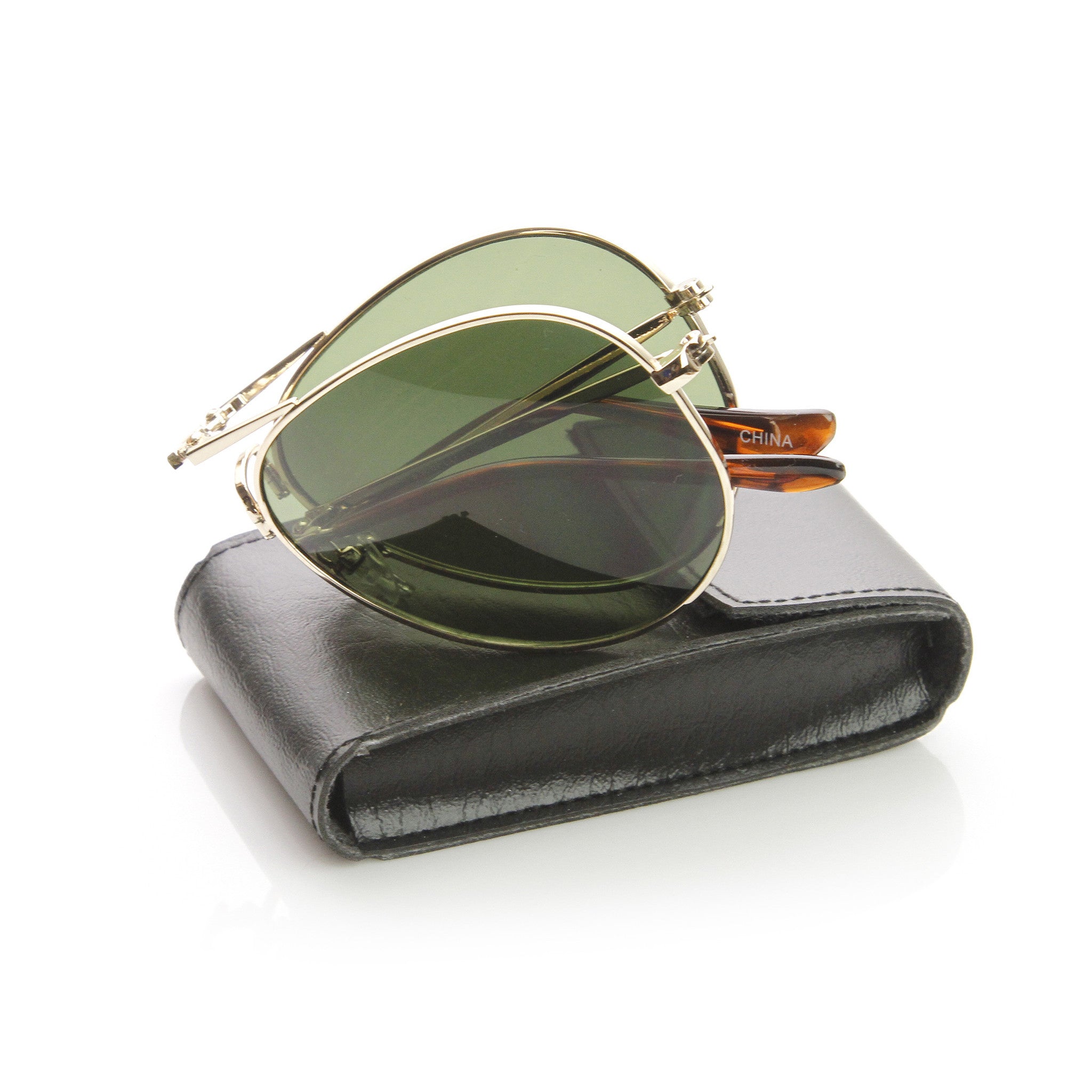 FOLDIES Men's Folding Sunglasses & Personalized Leather Case