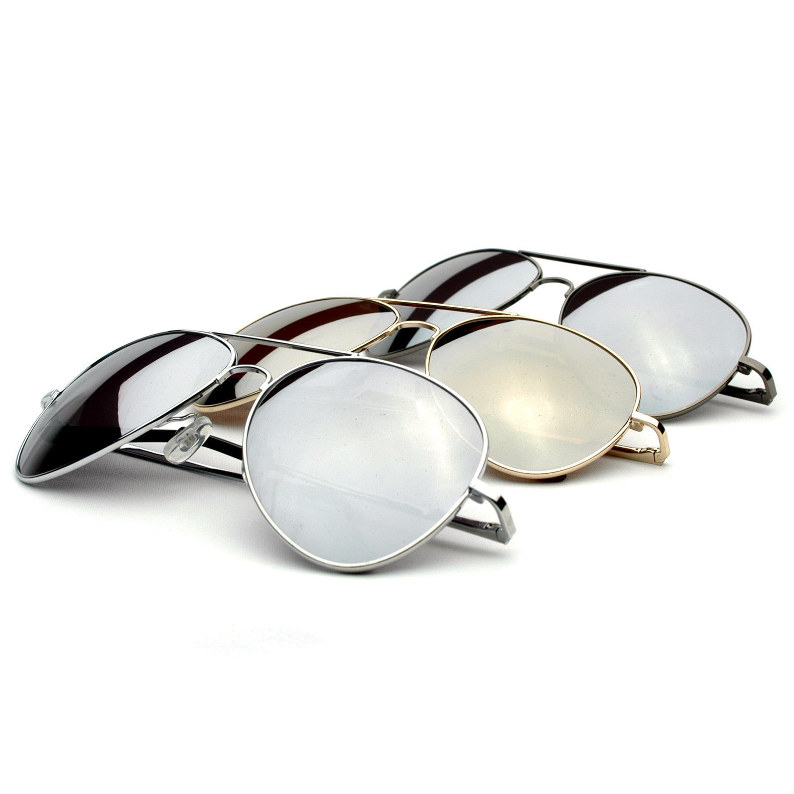 Military Classic Mirrored Metal Aviator Sunglasses - zeroUV