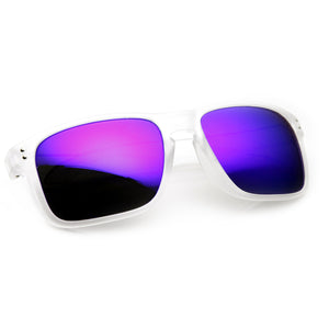 Men's Action Sports Frosted Color Aviator Sunglasses With Flash Revo Lenses 9234