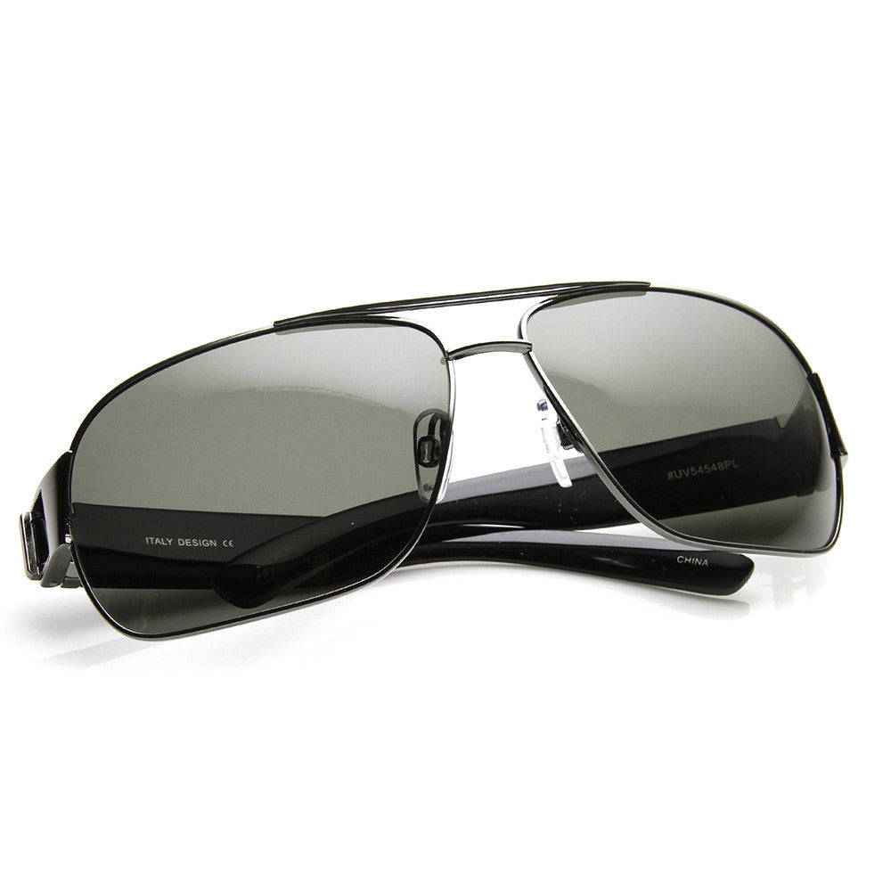 Mens Premium Polarized Lens Large Square Aviator Sunglasses 9269